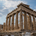 The Parthenon, a temple dedicated to Athena, located on the Acropolis in Athens.