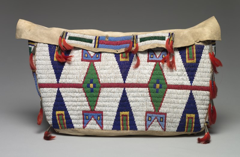 Beaded storage bag, late 1800s, 15 in long. Cleveland Museum of Art.