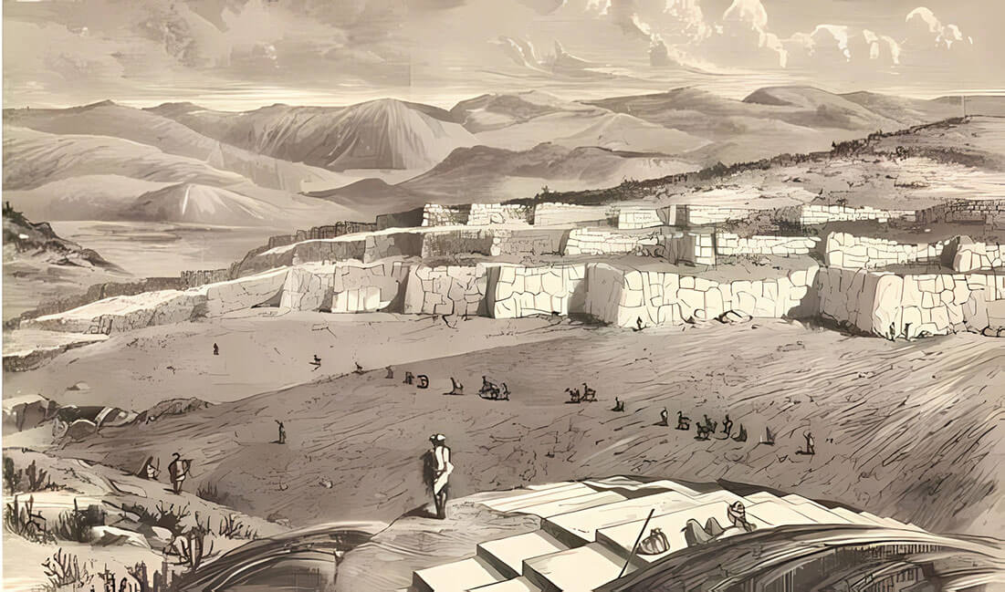 Sacsayhuamán in 1877 by Ephraim George Squier