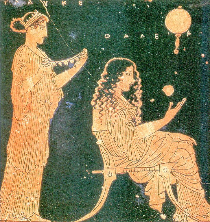 Two Women of Archaic Athens making preparations for a wedding, Displayed on ceramic painting from the 5th century BC