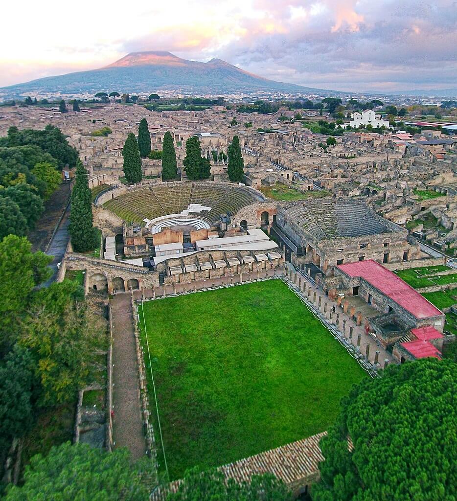 View of Pompeii and Mount Vesuvius