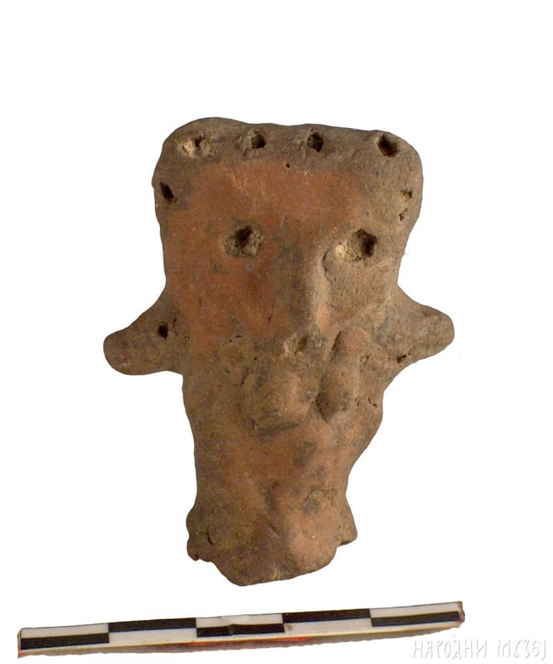 Anthropomorphic (human-like figurine), fired clay, Vinča culture