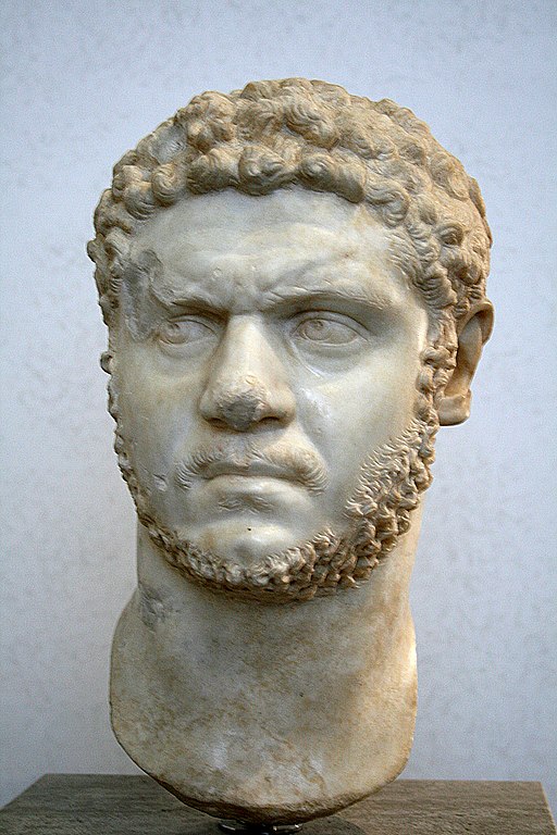 Marble bust of Emperor Caracalla, made between 212 and 215 AD, and exhibited at the Museo Nazionale Romano
