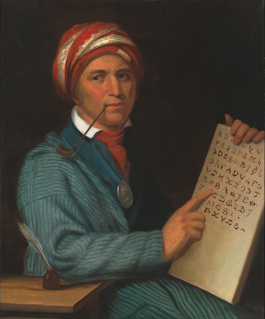 Sequoyah, creator of the Cherokee syllabary as painted by Henry Inman circa 1830