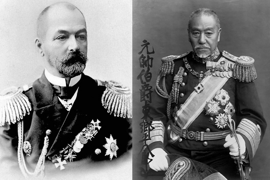 Admiral Zinovy Rozhestvensky (left), and Admiral Heihachiro Togo (right)