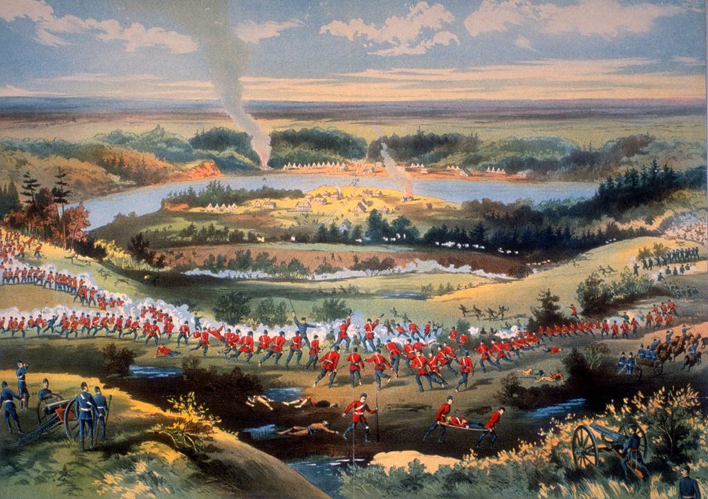 Contemporary lithograph of the Battle of Batoche