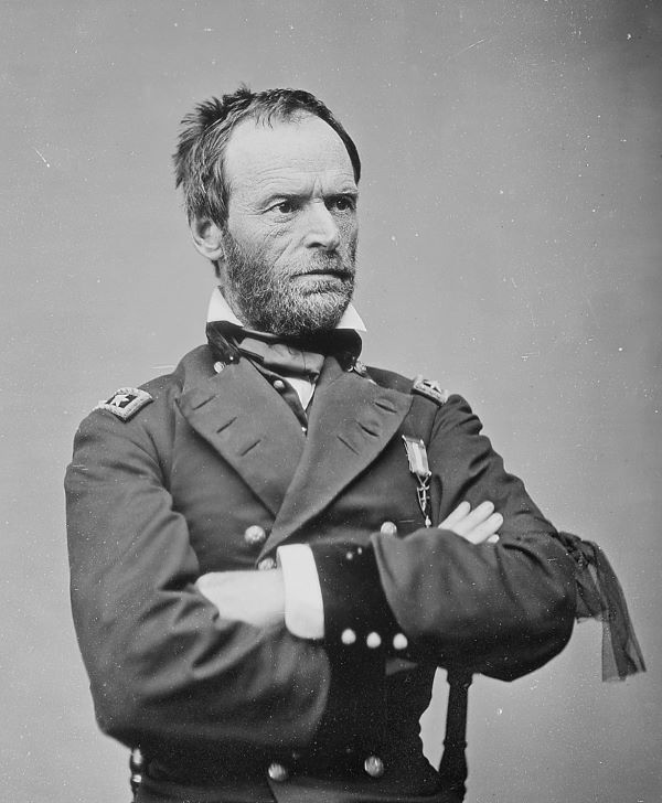 Photograph by Mathew Brady of Sherman in Washington, D.C., in May 1865.