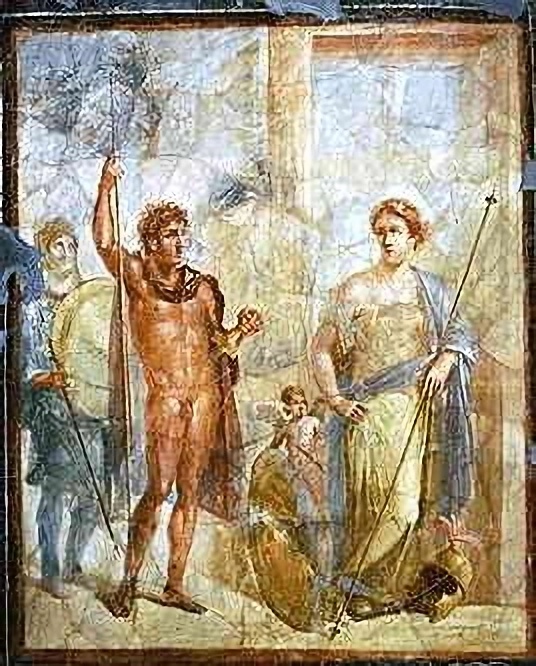 A mural in Pompeii, depicting Alexander and Stateira