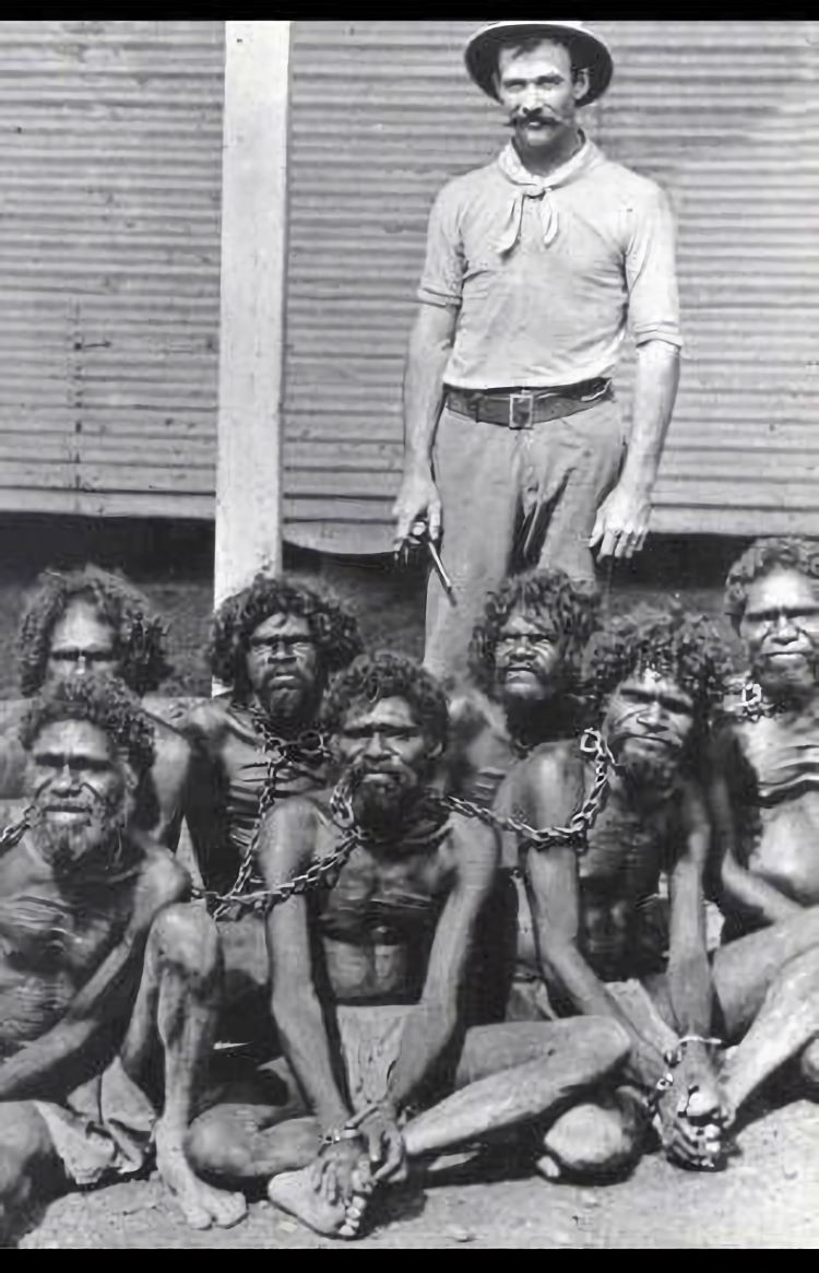 Aboriginals in chains at Wyndham prison, 1902