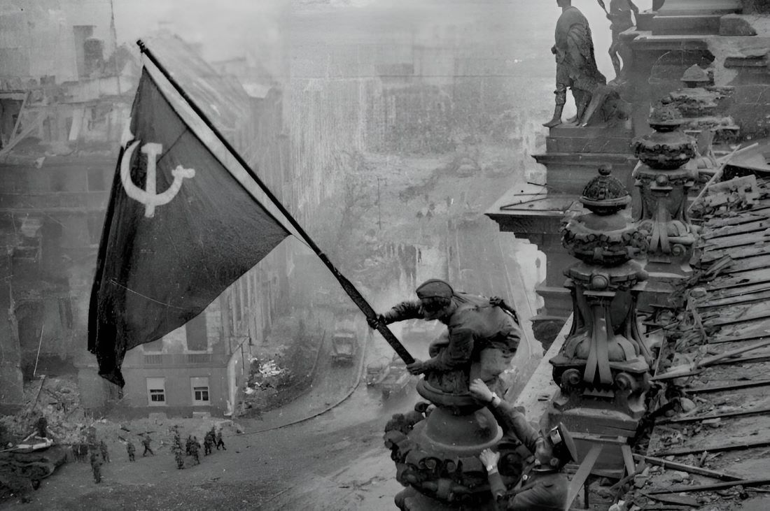 Raising a Flag over the Reichstag, May 1945