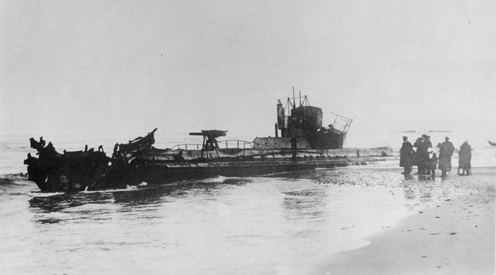 U-20 grounded on the Danish coast in 1916.