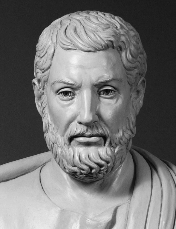 Modern bust of Cleisthenes, known as the father of Athenian democracy, on view at the Ohio Statehouse, Columbus, Ohio