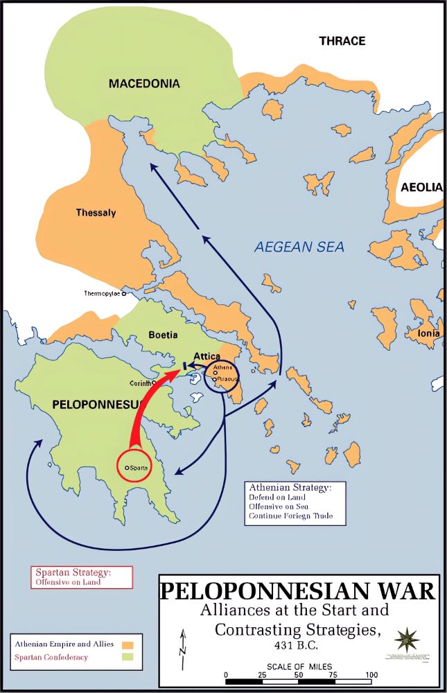 Athens vs Sparta; The Peloponnesian war alliances at 431 BC. Orange - Athenian Empire and Allies green - Spartan Confederacy.