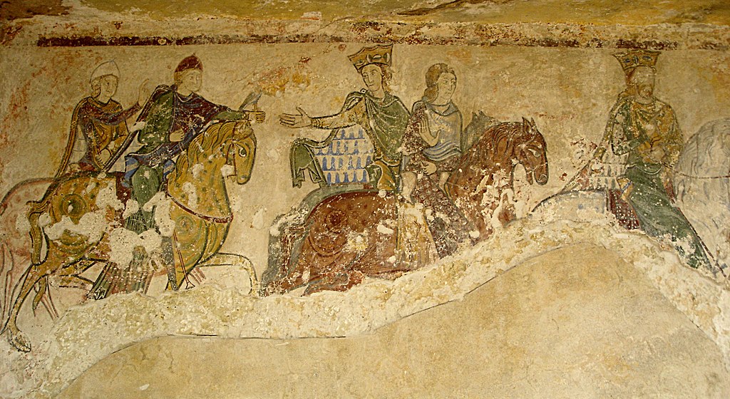 Mural, Chapelle Sainte-Radegonde, Chinon. The figure on left of central group has been alleged to be Eleanor