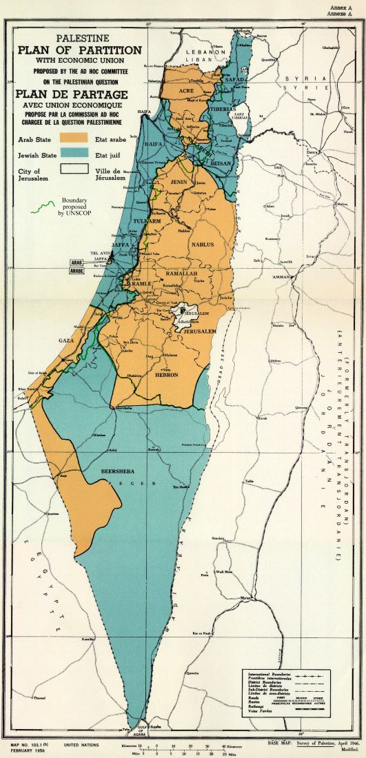 UN Map, Palestine plan of partition with economic union-1
