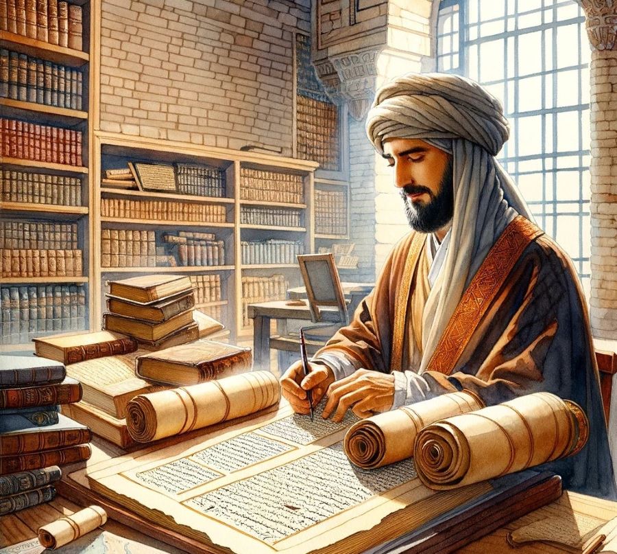Artistic depiction of an 11th-century Arab geographer, not necessarily historically accurate.