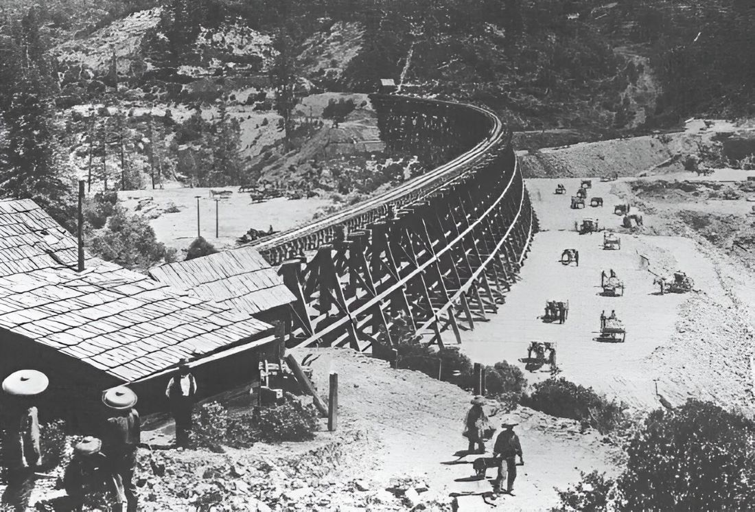 Chinese railroad workers during the construction of the Transcontinental Railroad