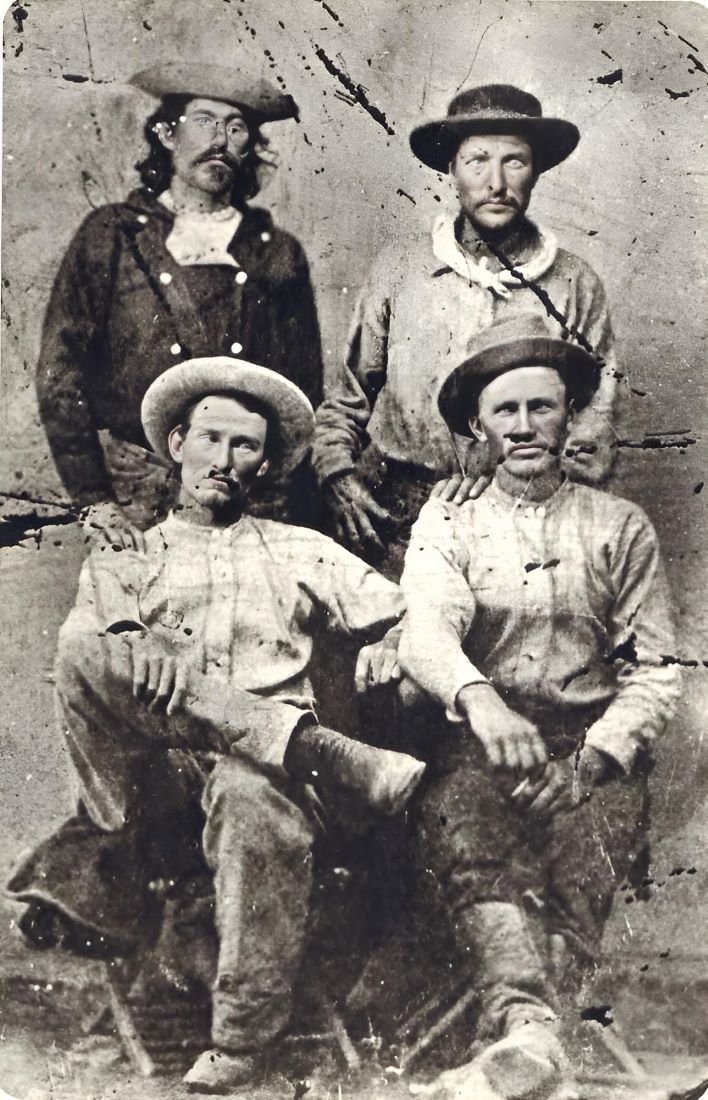 Pony Express riders Billy Richardson, Johnny Fry, Charles Cliff, Gus Cliff