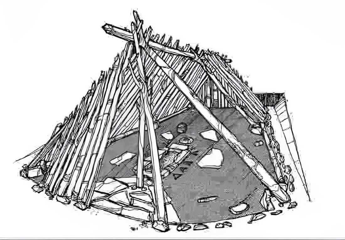 Reconstruction of a Lepenski Vir hut or house according to Srejović