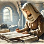 Artistic depiction of Anna Komnene writing the Alexiad