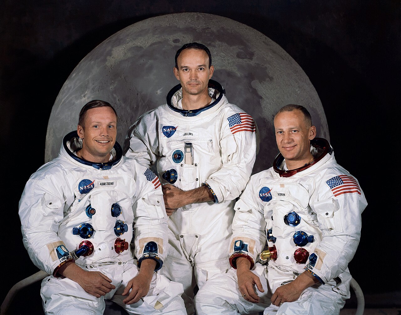 Left to right: Armstrong, Collins, and Aldrin