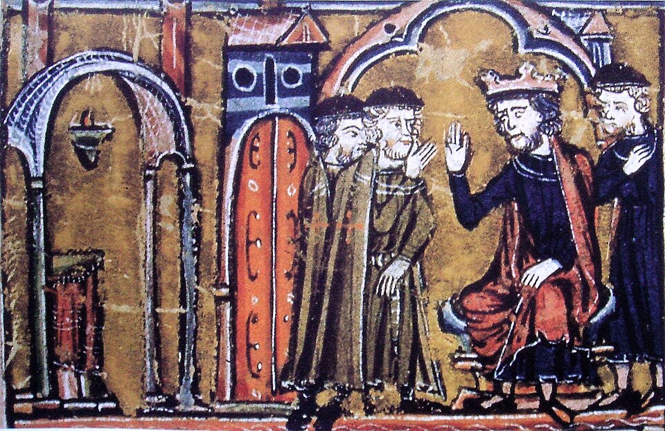 King Baldwin II of Jerusalem ceding the Temple to Hugh of Payens and Godfrey de Saint-Omer