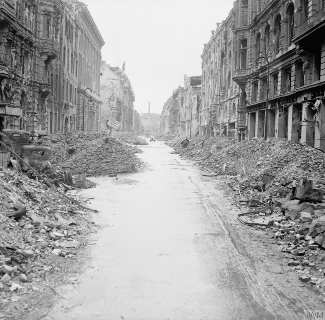 A devastated street in the city centre just off the Unter den Linden, 3 July 1945