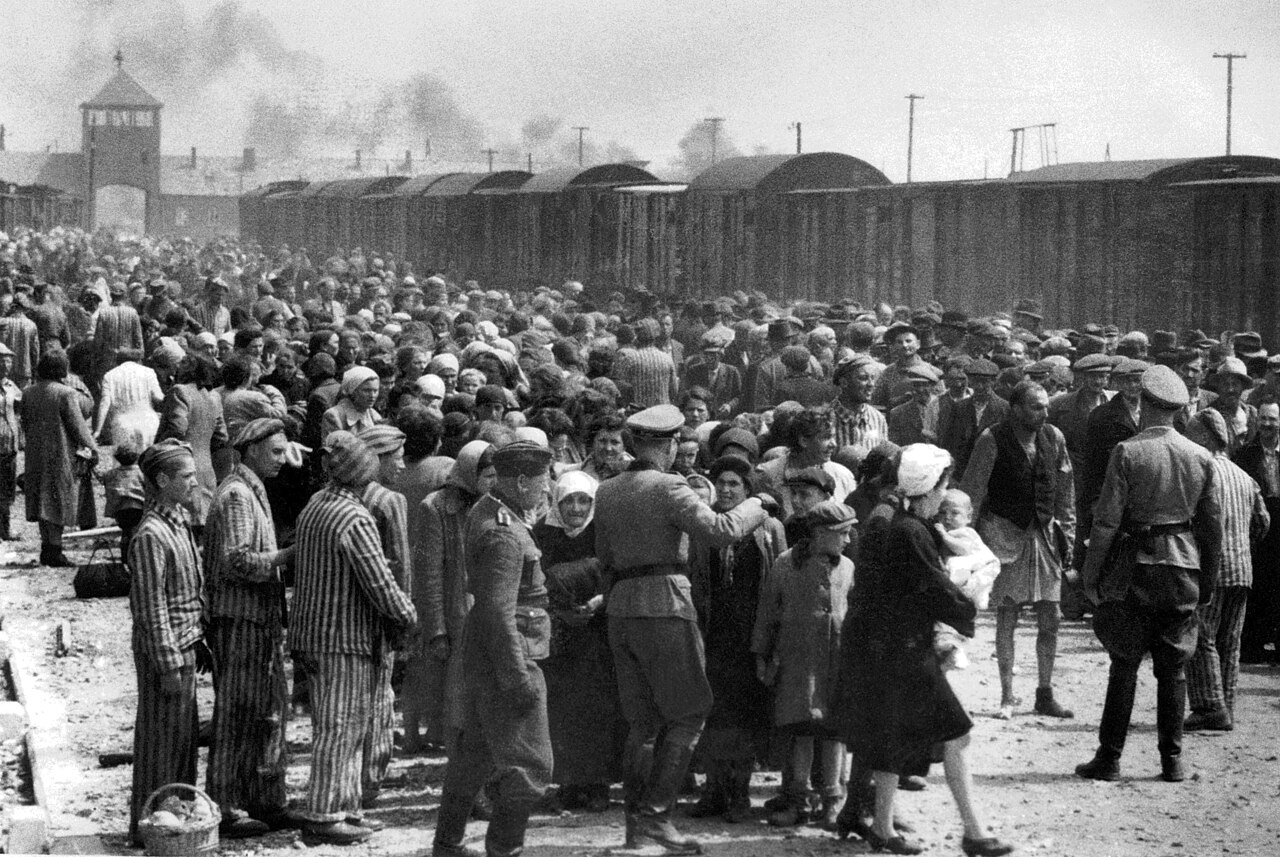 Jews arriving at Auschwitz II in German-occupied Poland, May 1944. Most were selected for execution in gas chambers.