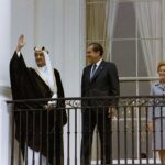 King Faisal of Saudi Arabia with U.S. president Richard Nixon and his wife Pat Nixon in Washington, D.C., 27 May 1971
