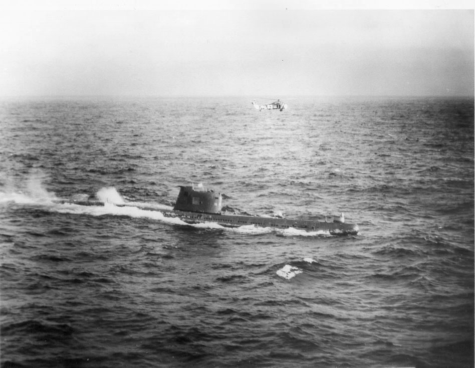 Soviet submarine B-59, forced to the surface by U.S. Naval forces in the Caribbean near Cuba.