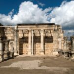 Ruins of the ancient Great Synagogue at Capernaum (or Kfar Nahum) on the shore of the Lake of Galilee, Northern Israel