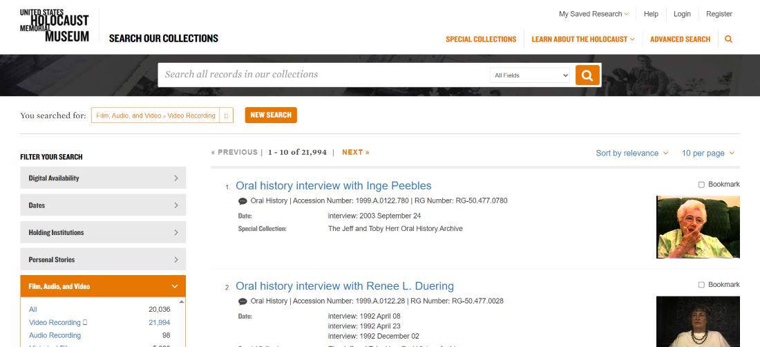United States Holocaust Memorial Museum web platform