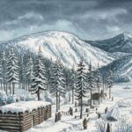 Artist's rendering of the Truckee Lake camp
