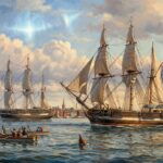 HMS Erebus and HMS Terror departing for the Arctic in 1845