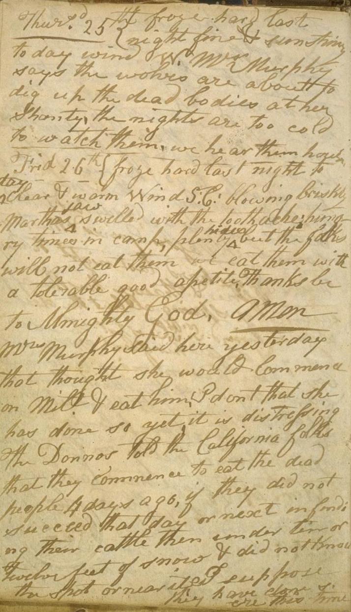 The 28th page of Patrick Breen's diary